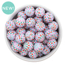 Christmas Check Silicone Beads 15mm (Package of 10)