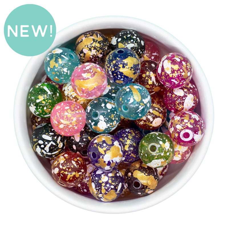 Colored Translucent w/White & Gold Splatter Variety Pack Beads 16mm (Package of 10)