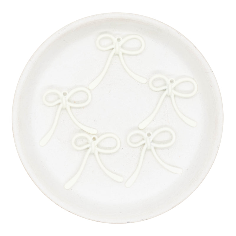 Off White Matte Bow Charm 29x25mm (Package of 5)