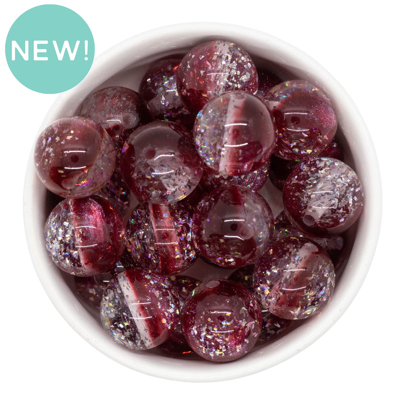 Garnet & Clear Shimmer Duo w/Silver Foil Beads 20mm (Package of 10)