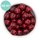 Black & Red Plaid Beads 16mm (Package of 10)