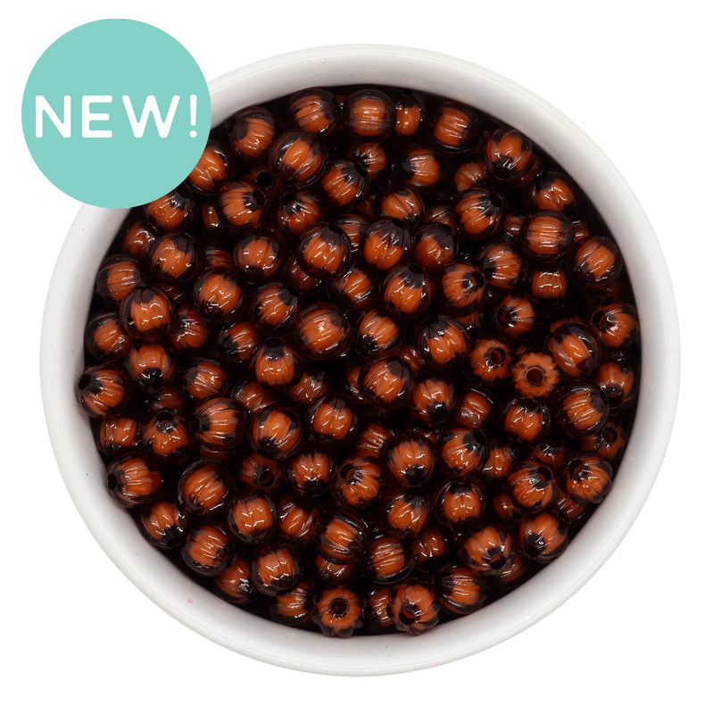 Coffee Translucent Pumpkin w/White Core Beads 8mm (Package of Approx. 50 Beads)