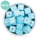Aqua Animal Print Square Beads 16mm Square, 20mm Diagonal (Package of 10)