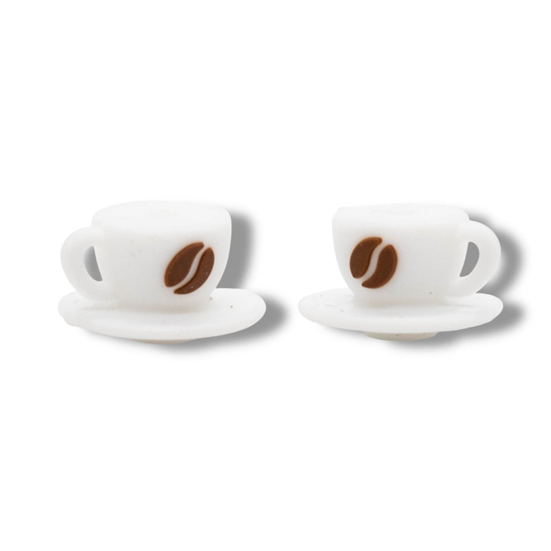 3-D Coffee Mug on Saucer Silicone Focal Bead 13x21x21mm (Package of 2)