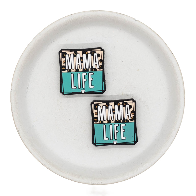 Leopard Mama Life Silicone Focal Bead 27mm (Package of 2)