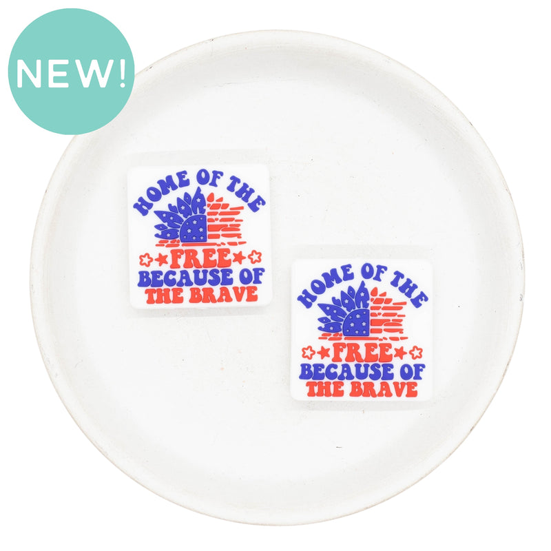 Home of the Free Because of the Brave Silicone Focal Bead 30mm (Package of 2)