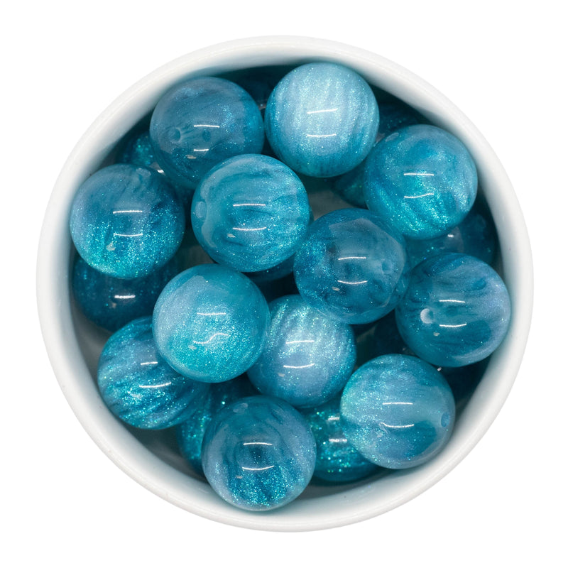 Turquoise Cosmic Glitter Beads 20mm (Package of 10)