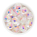 Translucent Iridescent American Flag Printed Beads 20mm (Package of 10)