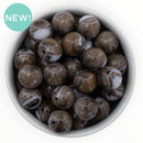 Brown, Black & White Woodgrain Marble Beads 16mm (Package of 10)