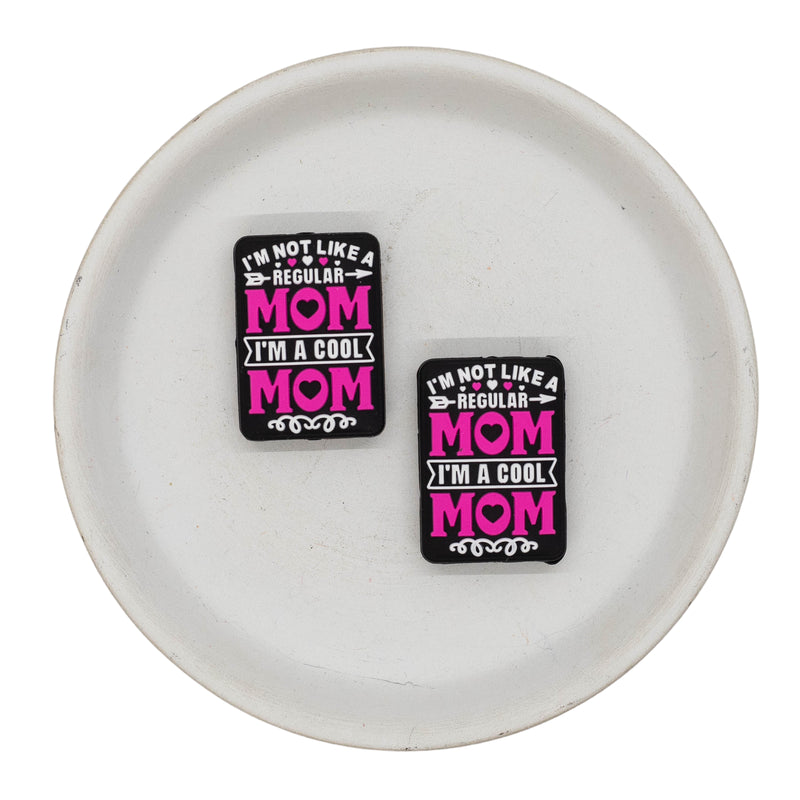 I'm Not Like a Regular Mom I'm a Cool Mom Silicone Focal Bead 30x22mm (Package of 2)