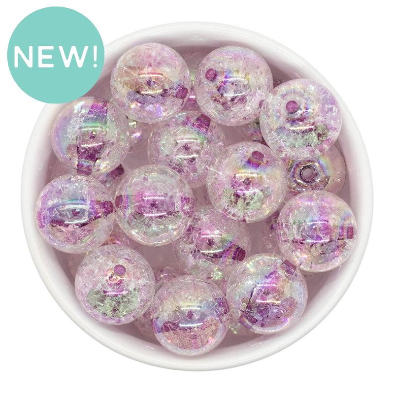 Plum Color Core Iridescent Crackle 20mm (Package of 10)