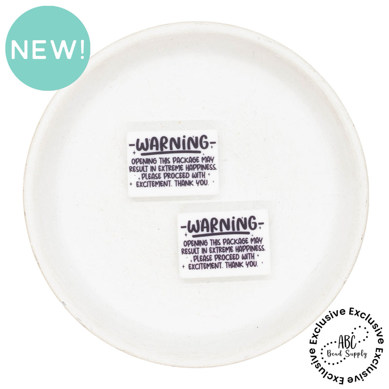 Warning for Opening Package Printed Silicone Focal Bead 20x28mm (Package of 2) - ABC Exclusive