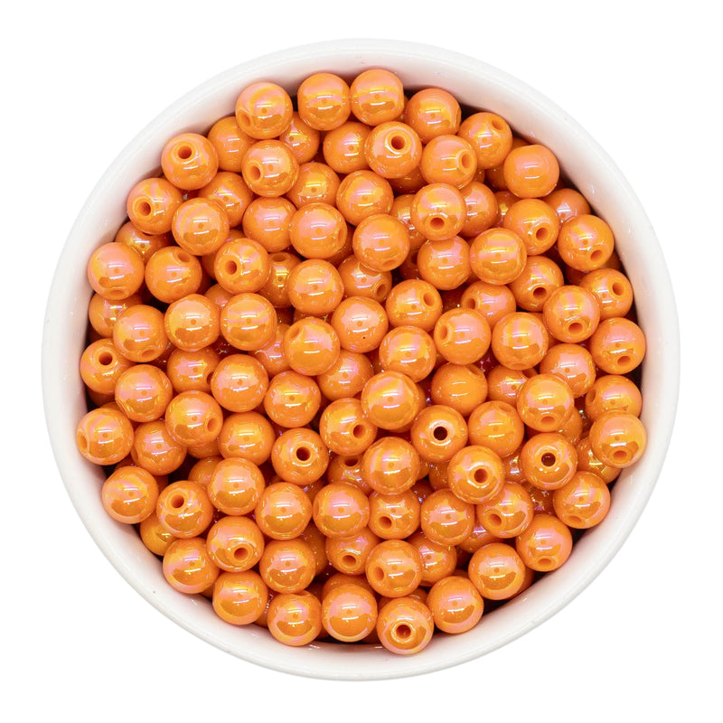 Orange Solid Iridescent Beads 8mm (Package of Approx. 50 Beads)