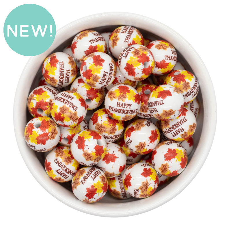 Thanksgiving Printed Beads 16mm (Package of 10)
