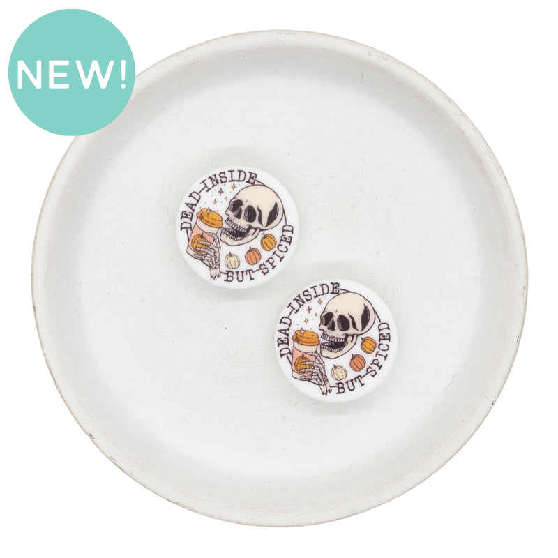 Printed Dead Inside But Spiced Silicone Focal Bead 26mm (Package of 2)