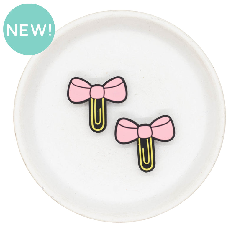 Paperclip w/Bow Silicone Focal Bead 27x30mm (Package of 2)