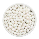 White Solid Iridescent Beads 8mm (Package of Approx. 50 Beads)