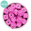 Pink Animal Print Square Beads 16mm Square, 20mm Diagonal (Package of 10)