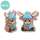 3-D Cozy Moose Silicone Focal Bead 32x33x15mm (Package of 2)