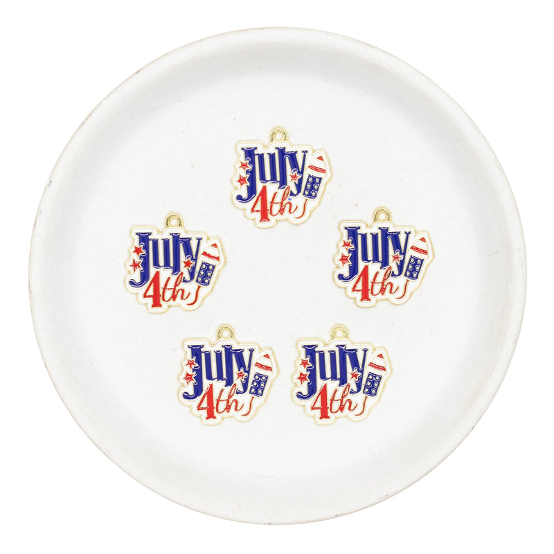 July 4th Enamel Charm 21mm (Package of 5)