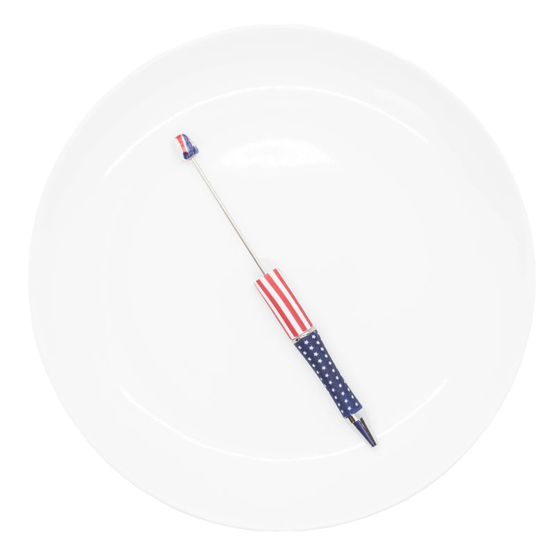 Patriotic Stars & Stripes Printed Beadable Pens (Package of 1)