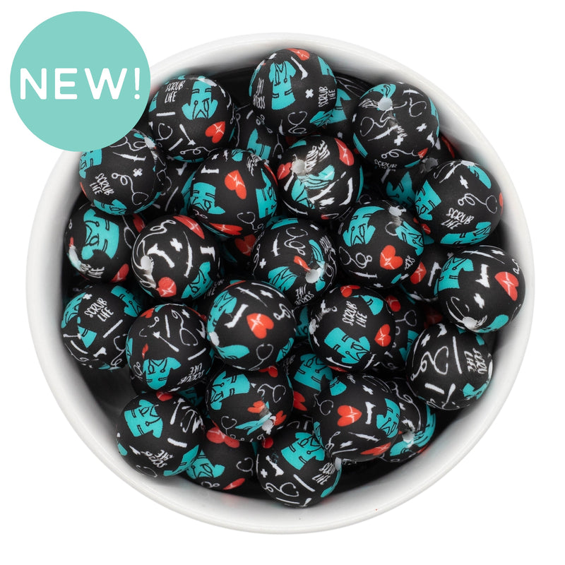 Scrub Life Silicone Beads 15mm (Package of 10)