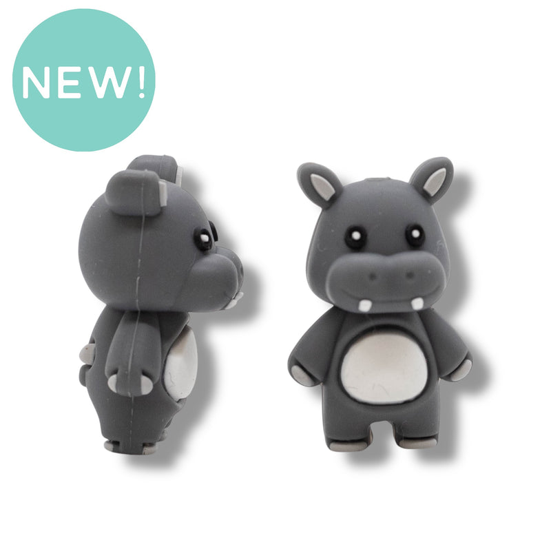 3-D Hippopotamus Silicone Focal Bead 30x19x17mm (Package of 2)