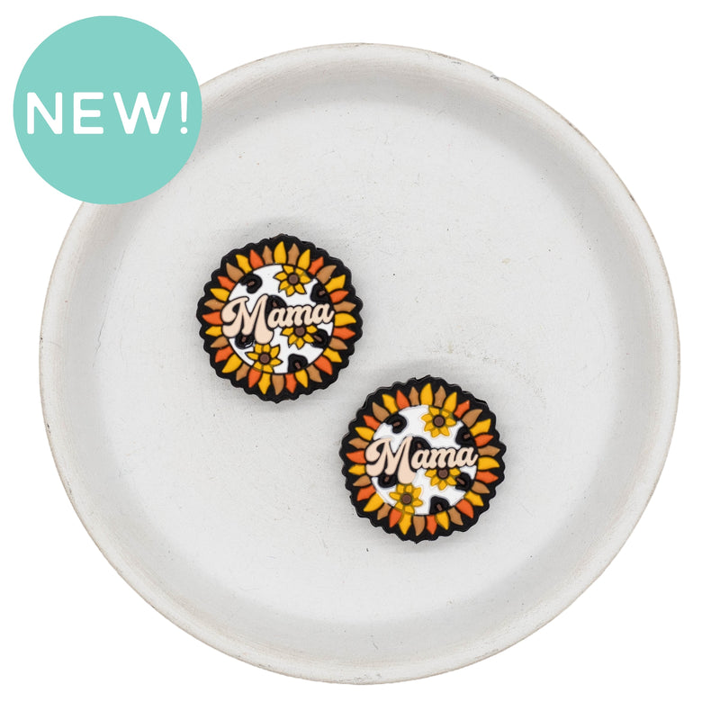 Boho Sunflower Mama Silicone Focal Bead 27mm (Package of 2)