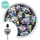 Iridescent Black & White Check Heart Bead 19x22mm (Package of 5)