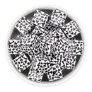 Black and White Animal Print Square Beads 16mm Square, 20mm Diagonal (Package of 10)