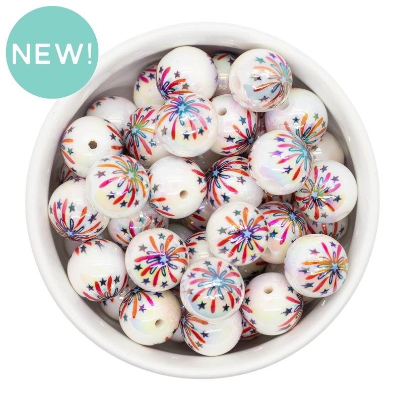 Iridescent Firework Printed Beads 16mm (Package of 10)