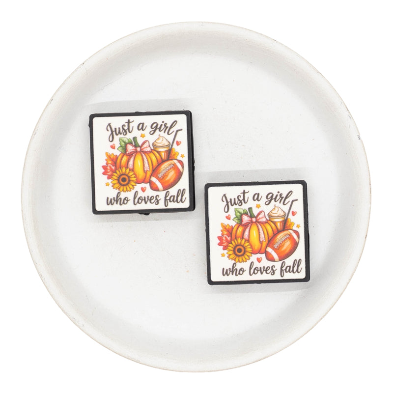 Just a Girl Who Loves Fall Silicone Focal Bead 30mm (Package of 2)