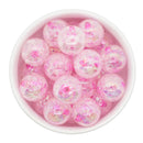 Bubblegum Pink Color Core Iridescent Crackle 20mm (Package of 10)