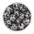 Black & Silver Confetti Rhinestone Beads 20mm (Package of 10)