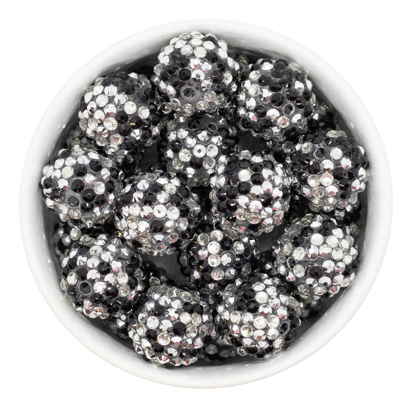Black & Silver Confetti Rhinestone Beads 20mm (Package of 10)