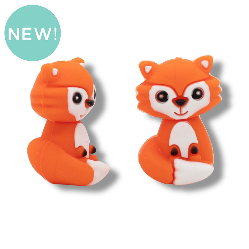 3-D Fox Silicone Focal Bead 28x19x16mm (Package of 2)