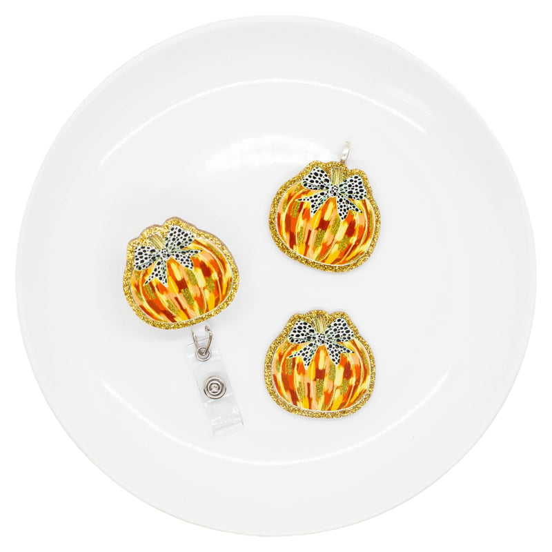 Gold Brushstroke Pumpkin Acrylic Accent 43x44mm (Package of 1)