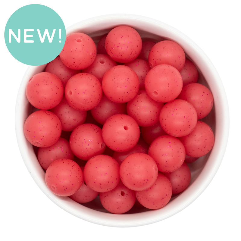 Red Glitter Silicone Beads 15mm (Package of 10)
