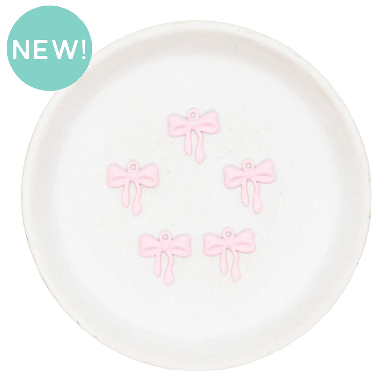 Light Pink Matte Bow Charm 16x17mm (Package of 5)
