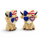 3-D Light Patriotic Highland Cow w/Sunglasses & Bow Silicone Focal Bead 31x26x16mm (Package of 2)
