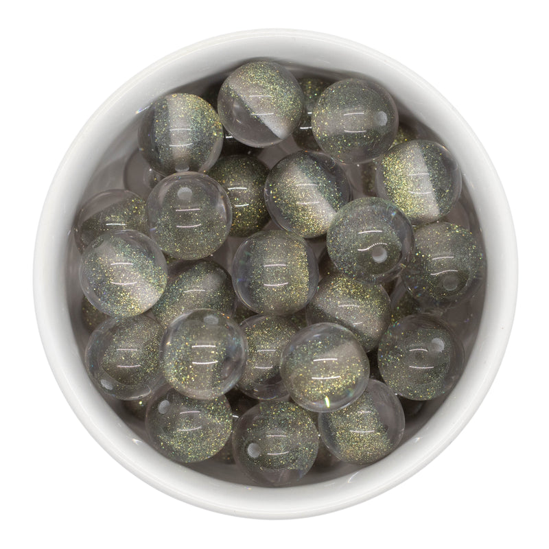 Grey Color Core Glitter Illusion Beads 16mm (Package of 10)
