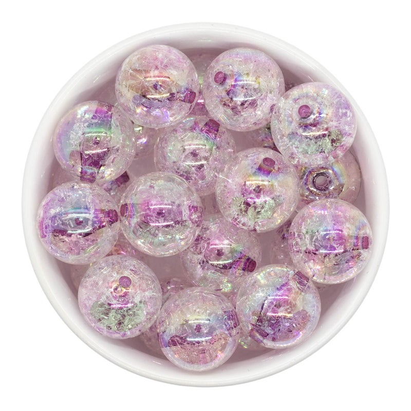 Plum Color Core Iridescent Crackle 20mm (Package of 10)