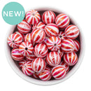 Iridescent Red Vertical Stripe Beads 16mm (Package of 10)