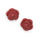 3-D Burgundy Rose Silicone Focal Bead 20mm (Package of 2)