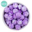 Purple Marble Hexagon Silicone Beads 16mm - Point Top (Package of 5)