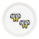 Teach with Bow Pencil Glitter Silicone Focal Bead 24x30mm (Package of 2)
