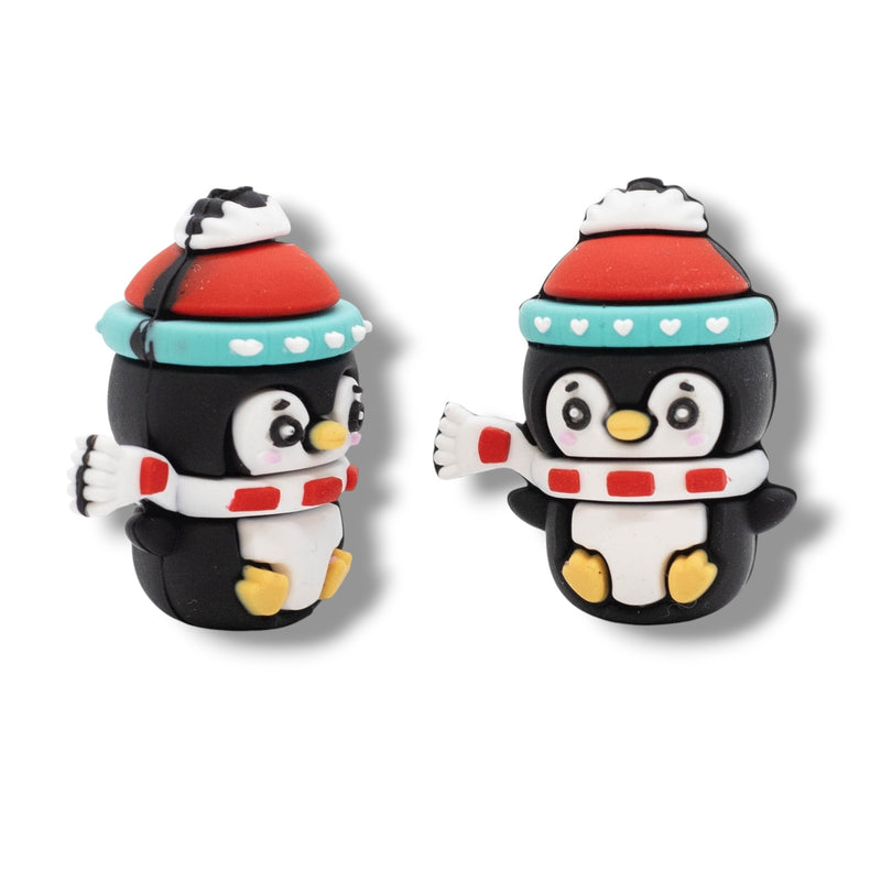 3-D Bundled Up Penguin Silicone Focal Bead 28x24x17mm (Package of 2)