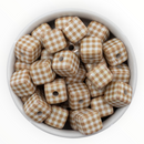 Latte Gingham Square Beads 14mm Square, 16mm Diagonal (Package of 10)