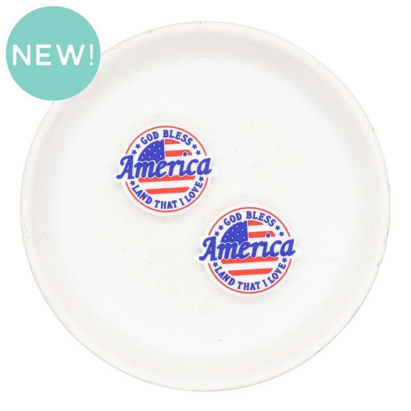 God Bless America Land That I Love Silicone Focal Bead 26x30mm (Package of 2)