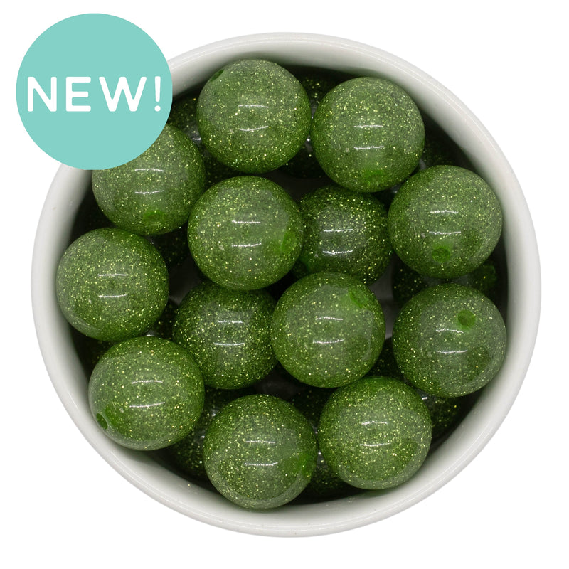 Chartreuse Green Glitter Beads 20mm (Package of 10)